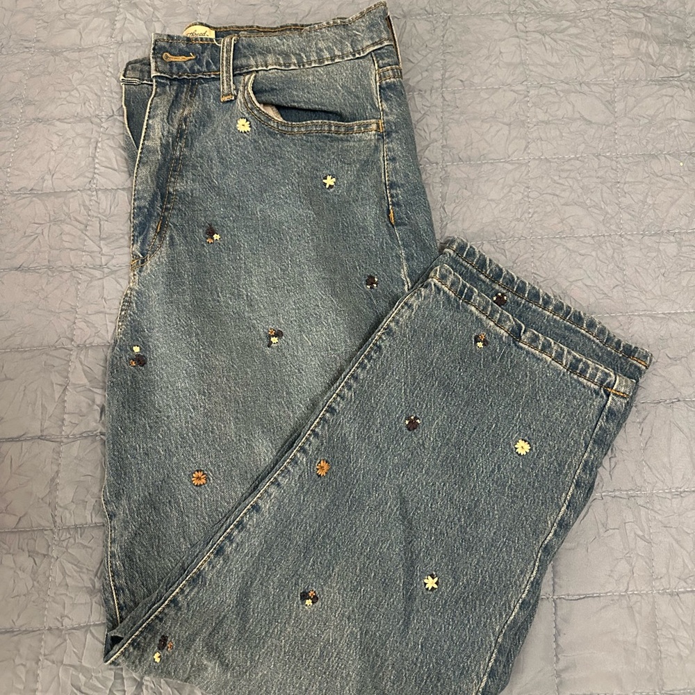 Universal Thread Blue Jeans with Colorful Embellishments